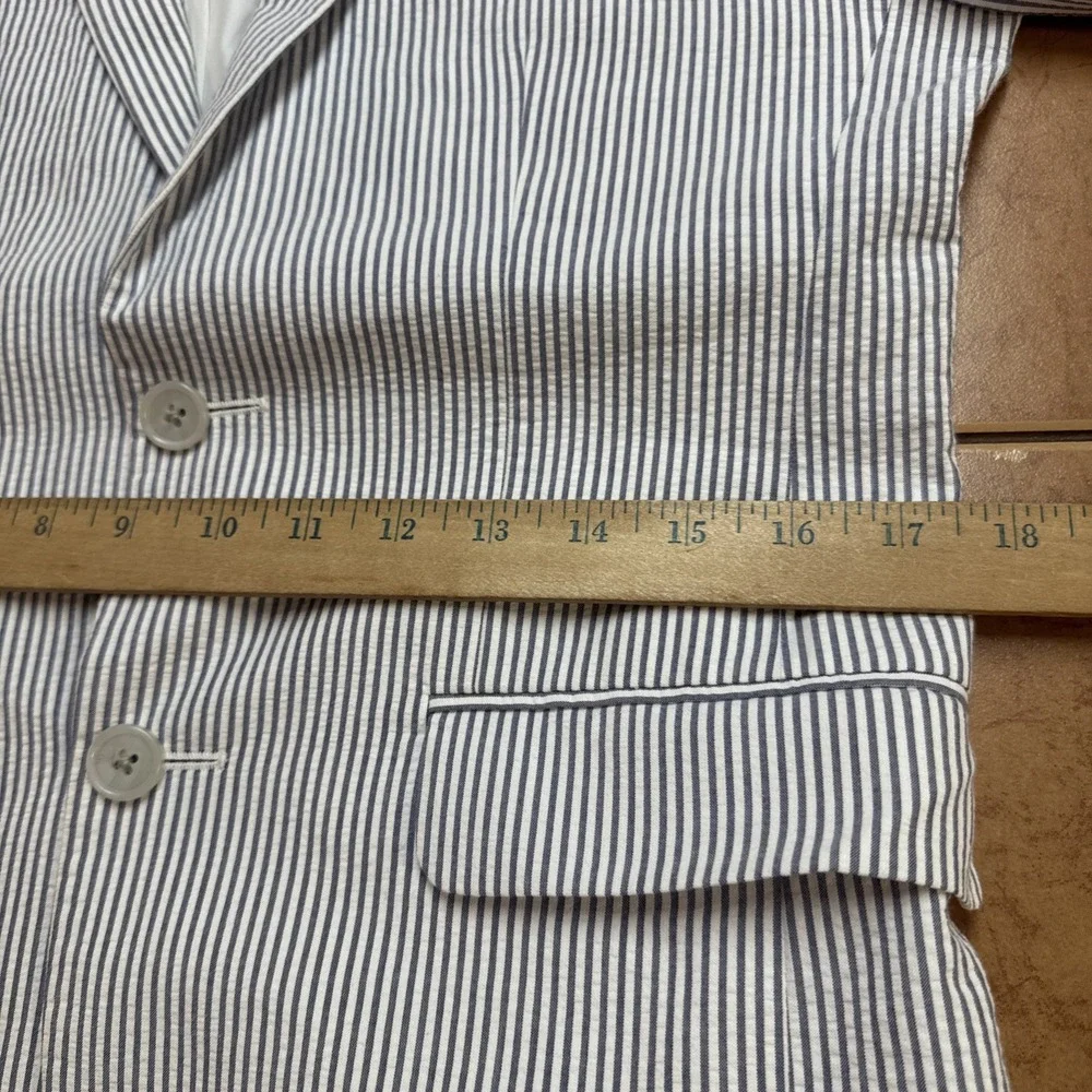 Jos A Bank Sz 36S Slim Fit Seersucker Sport Coat Blue White Cotton Blazer Jacket